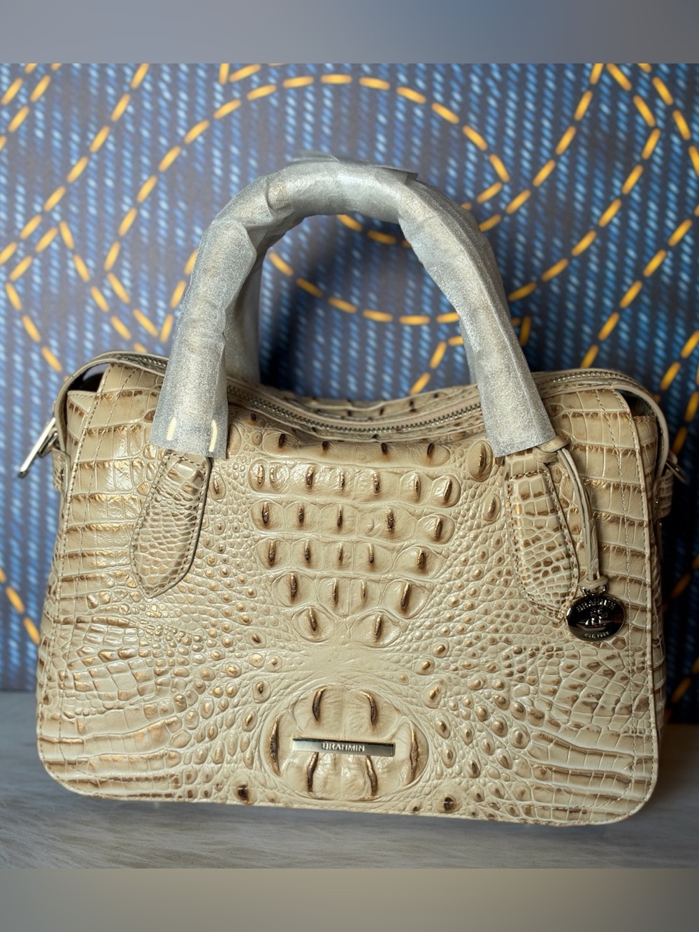 BRAHMIN Micaela Satchel Soft Leather SANDSTORM ALDEN ROAD Beautiful Neutral NWT